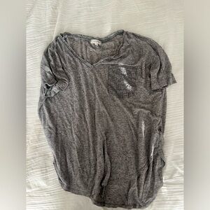 Gray. V Neck Tee
